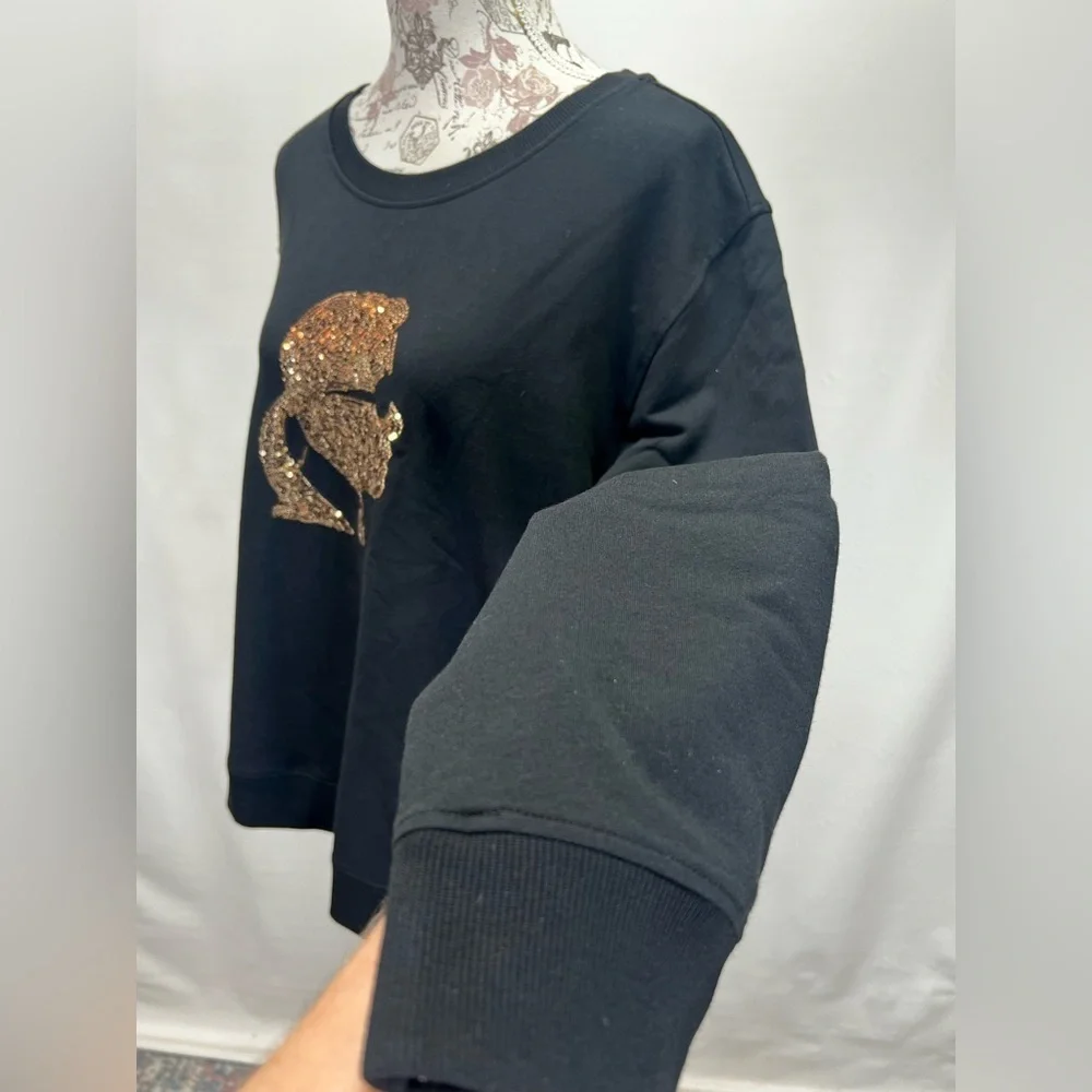 KARL LAGERFELD‎ Black with gold head logo sweatshirt size XL. - Picture 2 of 12